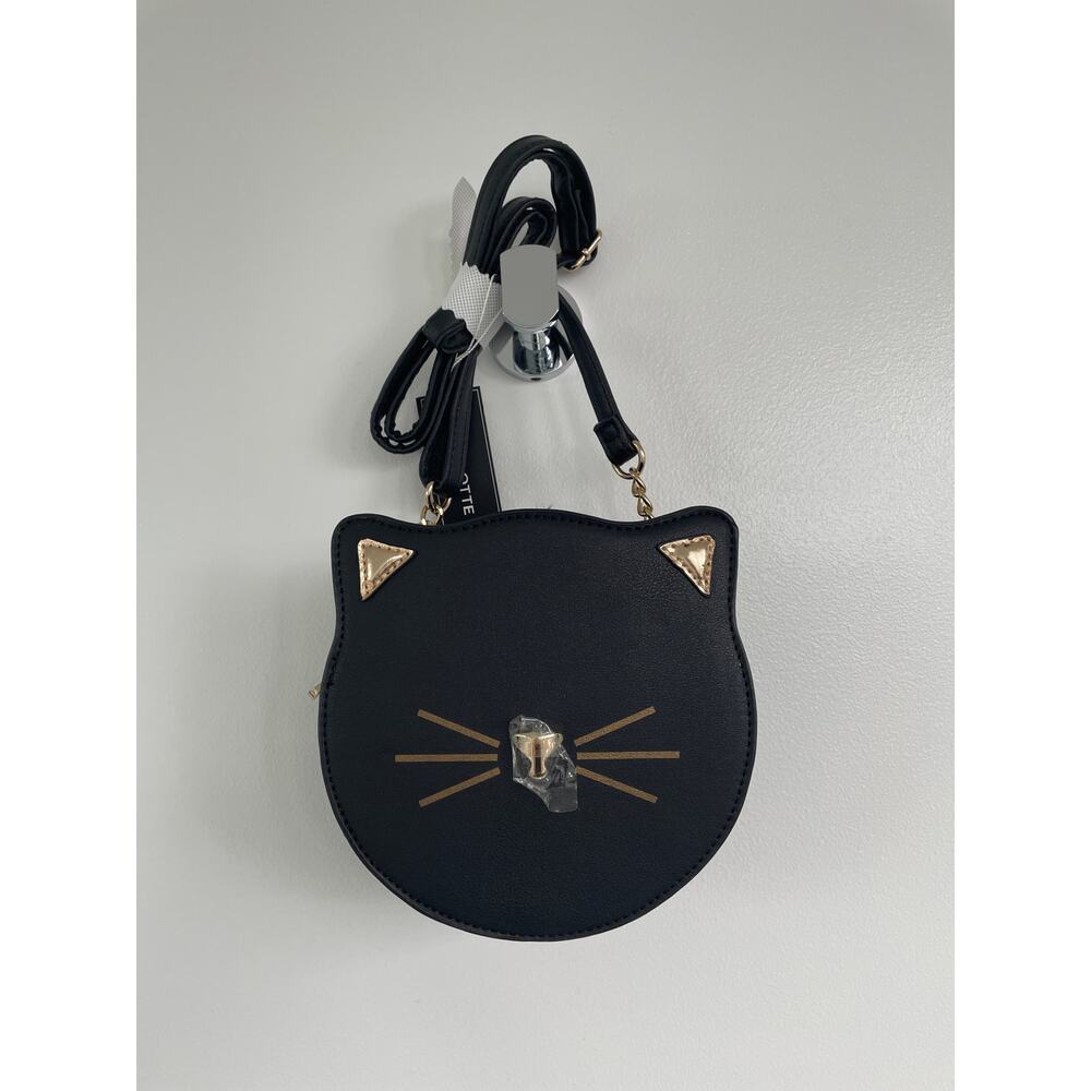 Charlotte Black Cat Crossbody Bag with Gold Hardware Details, BNWT 🐾